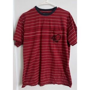 American Eagle Outfitters • Men's Red Striped T-Shirt with Beach Pocket Design